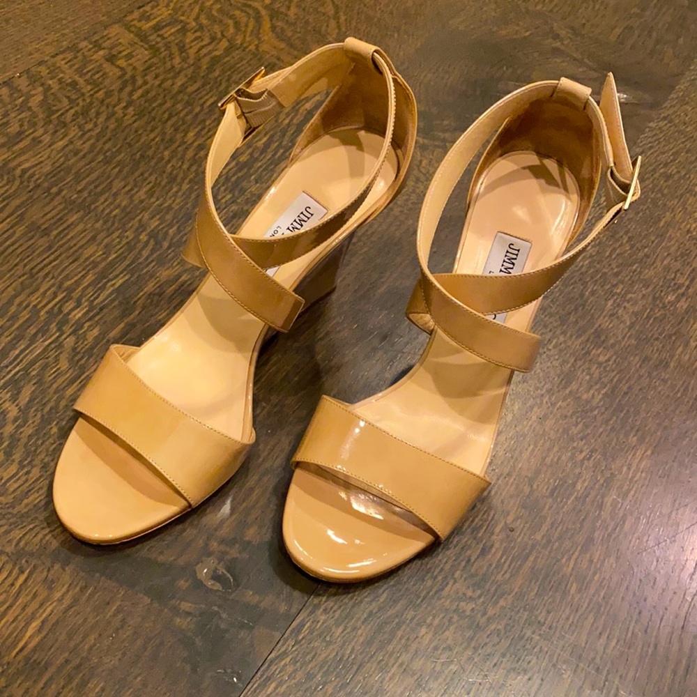 Jimmy Choo Tan leather Wedges